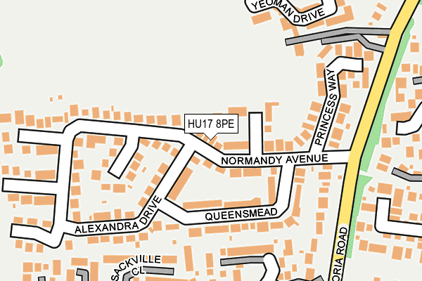 HU17 8PE map - OS OpenMap – Local (Ordnance Survey)