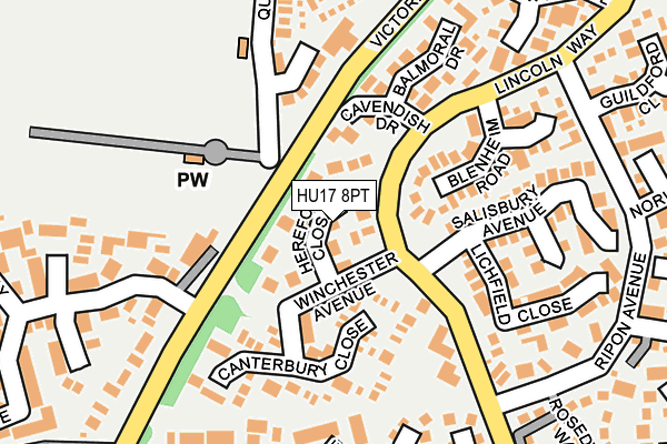 HU17 8PT map - OS OpenMap – Local (Ordnance Survey)