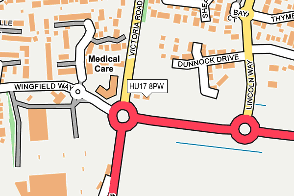 HU17 8PW map - OS OpenMap – Local (Ordnance Survey)