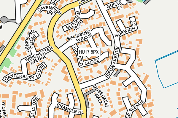 HU17 8PX map - OS OpenMap – Local (Ordnance Survey)