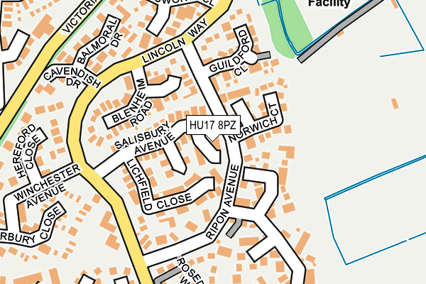HU17 8PZ map - OS OpenMap – Local (Ordnance Survey)