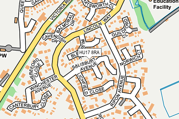 HU17 8RA map - OS OpenMap – Local (Ordnance Survey)