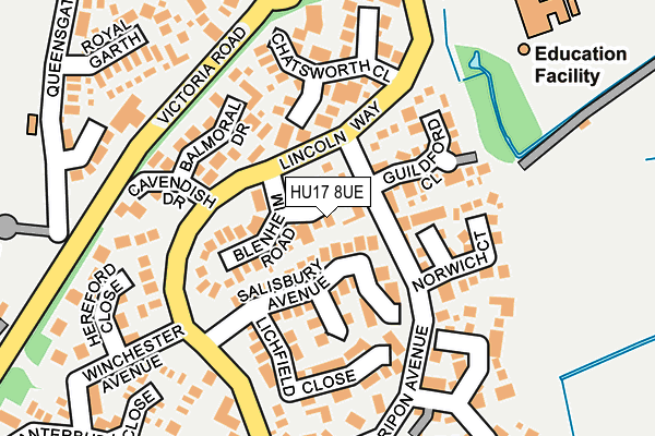 HU17 8UE map - OS OpenMap – Local (Ordnance Survey)