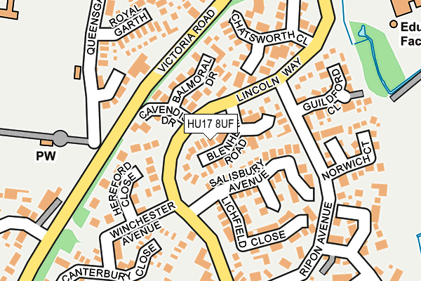 HU17 8UF map - OS OpenMap – Local (Ordnance Survey)
