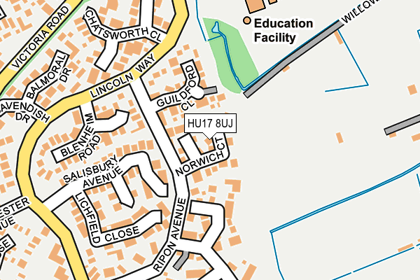 HU17 8UJ map - OS OpenMap – Local (Ordnance Survey)