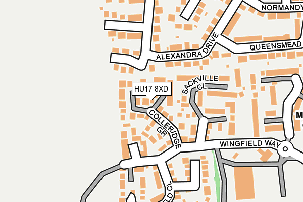 HU17 8XD map - OS OpenMap – Local (Ordnance Survey)
