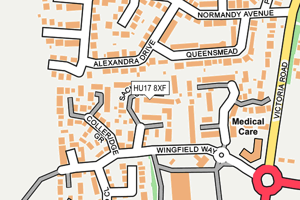 HU17 8XF map - OS OpenMap – Local (Ordnance Survey)