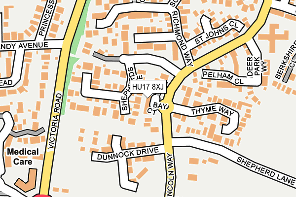 HU17 8XJ map - OS OpenMap – Local (Ordnance Survey)