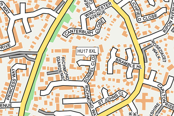 HU17 8XL map - OS OpenMap – Local (Ordnance Survey)