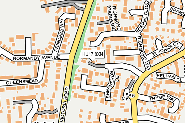 HU17 8XN map - OS OpenMap – Local (Ordnance Survey)