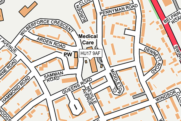 HU17 9AF map - OS OpenMap – Local (Ordnance Survey)