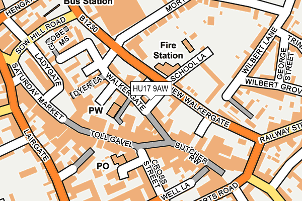 HU17 9AW map - OS OpenMap – Local (Ordnance Survey)