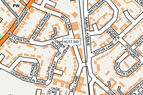 HU17 9AY map - OS OpenMap – Local (Ordnance Survey)