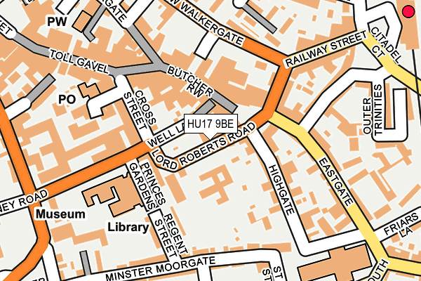 HU17 9BE map - OS OpenMap – Local (Ordnance Survey)