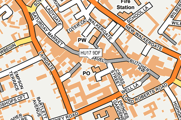 HU17 9DF map - OS OpenMap – Local (Ordnance Survey)