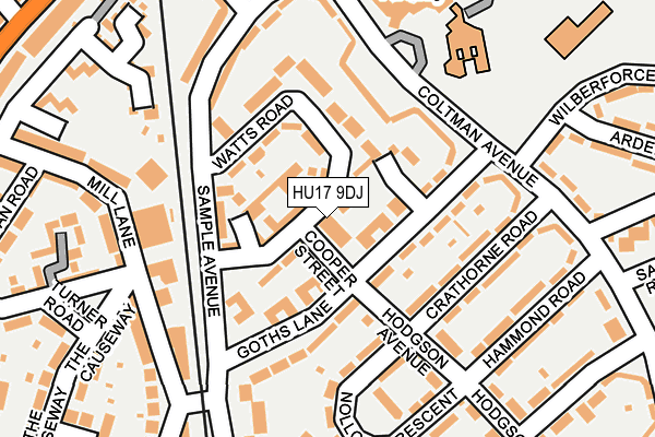 HU17 9DJ map - OS OpenMap – Local (Ordnance Survey)