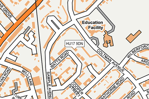 HU17 9DN map - OS OpenMap – Local (Ordnance Survey)