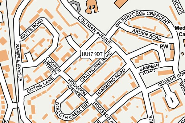 HU17 9DT map - OS OpenMap – Local (Ordnance Survey)