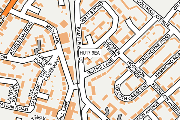 HU17 9EA map - OS OpenMap – Local (Ordnance Survey)