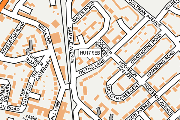 HU17 9EB map - OS OpenMap – Local (Ordnance Survey)