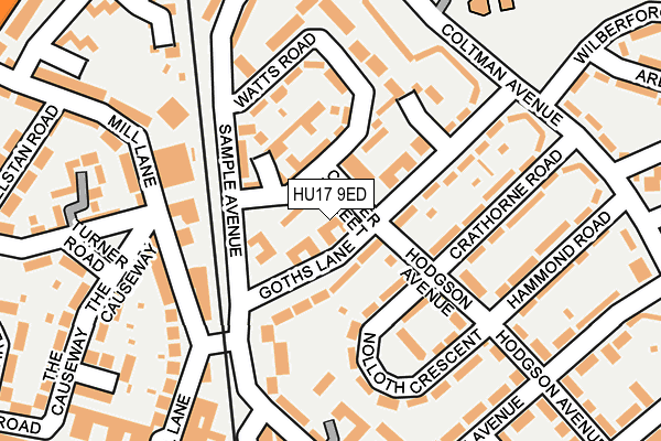 HU17 9ED map - OS OpenMap – Local (Ordnance Survey)
