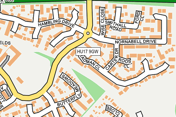 HU17 9GW map - OS OpenMap – Local (Ordnance Survey)