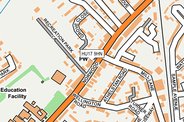 HU17 9HN map - OS OpenMap – Local (Ordnance Survey)