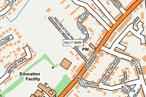 HU17 9HW map - OS OpenMap – Local (Ordnance Survey)