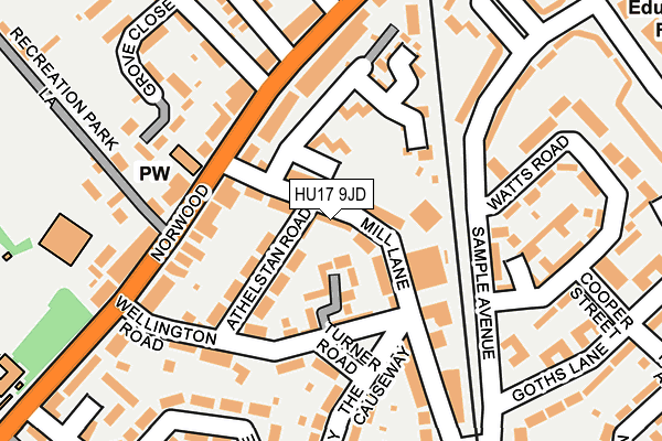HU17 9JD map - OS OpenMap – Local (Ordnance Survey)