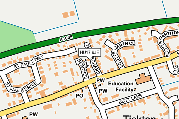 HU17 9JE map - OS OpenMap – Local (Ordnance Survey)