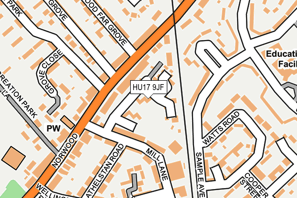 HU17 9JF map - OS OpenMap – Local (Ordnance Survey)