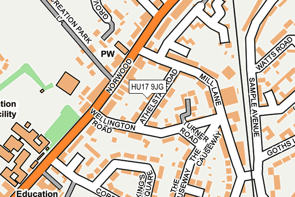 HU17 9JG map - OS OpenMap – Local (Ordnance Survey)