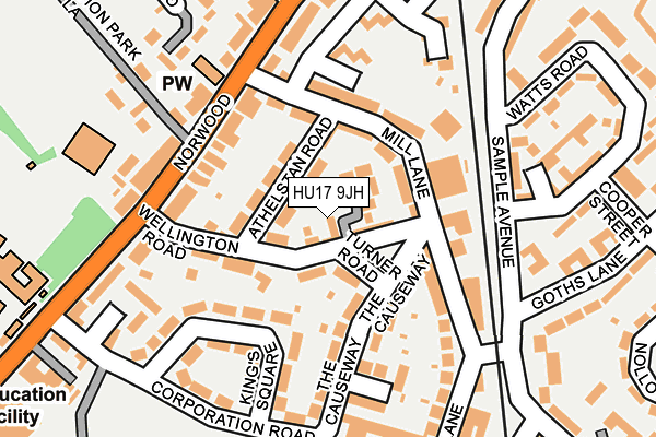 HU17 9JH map - OS OpenMap – Local (Ordnance Survey)