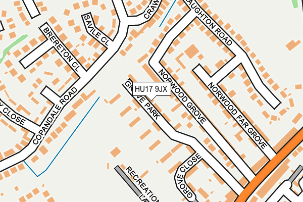 HU17 9JX map - OS OpenMap – Local (Ordnance Survey)