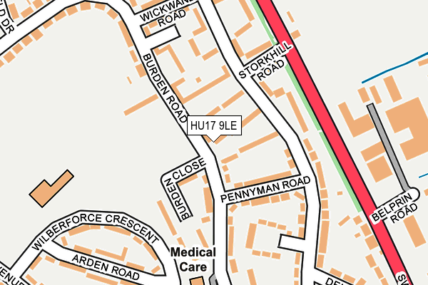 HU17 9LE map - OS OpenMap – Local (Ordnance Survey)