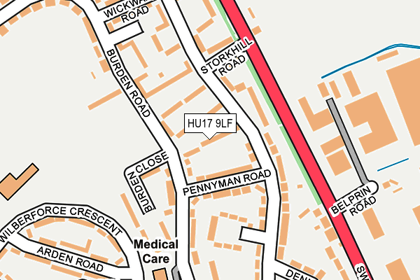 HU17 9LF map - OS OpenMap – Local (Ordnance Survey)