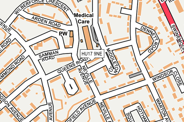 HU17 9NE map - OS OpenMap – Local (Ordnance Survey)