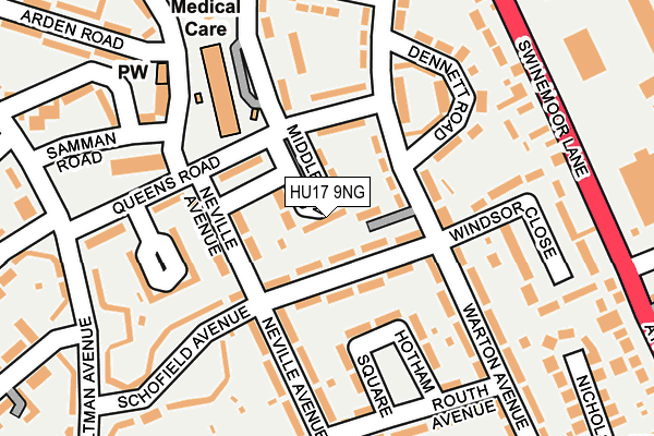 HU17 9NG map - OS OpenMap – Local (Ordnance Survey)