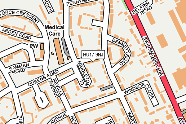 HU17 9NJ map - OS OpenMap – Local (Ordnance Survey)