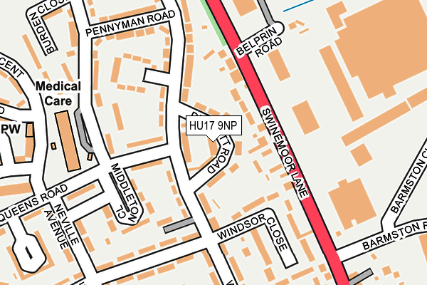 HU17 9NP map - OS OpenMap – Local (Ordnance Survey)