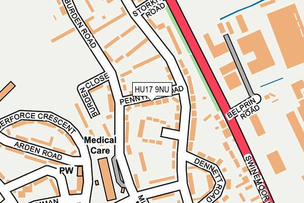 HU17 9NU map - OS OpenMap – Local (Ordnance Survey)