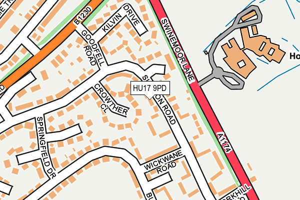 HU17 9PD map - OS OpenMap – Local (Ordnance Survey)