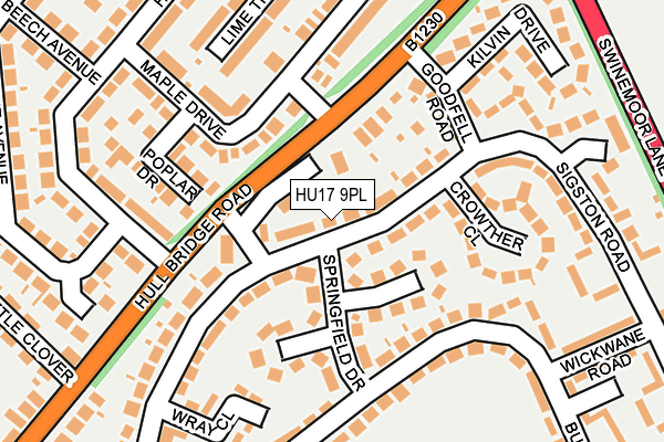 HU17 9PL map - OS OpenMap – Local (Ordnance Survey)