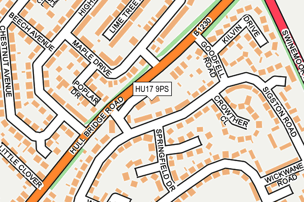 HU17 9PS map - OS OpenMap – Local (Ordnance Survey)