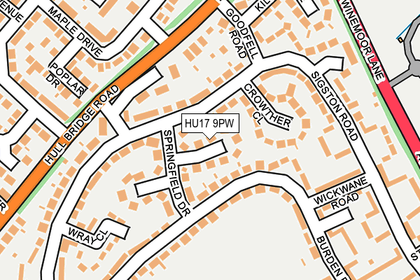 HU17 9PW map - OS OpenMap – Local (Ordnance Survey)