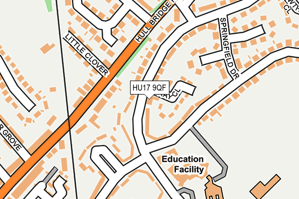 HU17 9QF map - OS OpenMap – Local (Ordnance Survey)