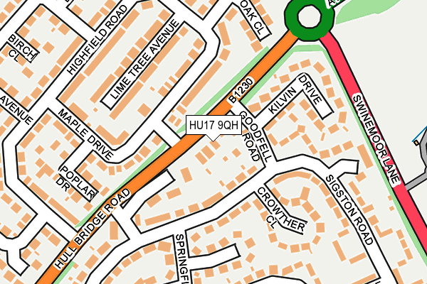 HU17 9QH map - OS OpenMap – Local (Ordnance Survey)