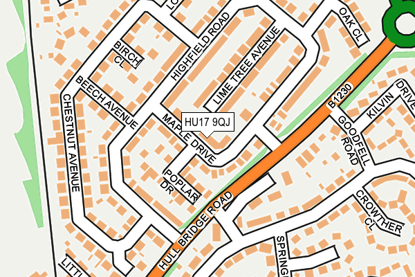 HU17 9QJ map - OS OpenMap – Local (Ordnance Survey)