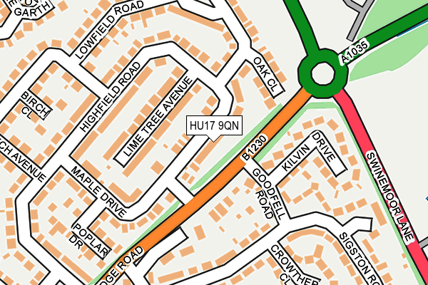 HU17 9QN map - OS OpenMap – Local (Ordnance Survey)