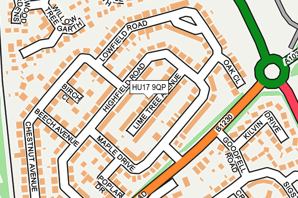 HU17 9QP map - OS OpenMap – Local (Ordnance Survey)